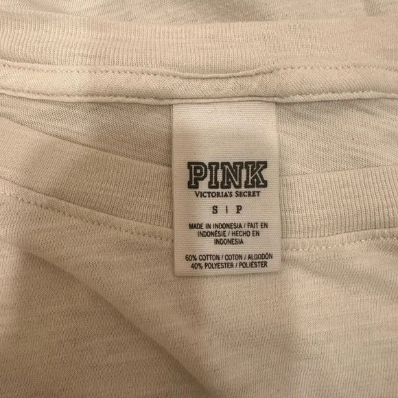 Victoria’s Secret PINK White Brown Leopard Sleeve Long Sleeve Tee Size Small - Picture 7 of 7